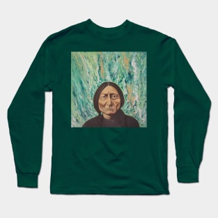 Sitting Bull in Liquid Green Long Sleeve T-Shirt